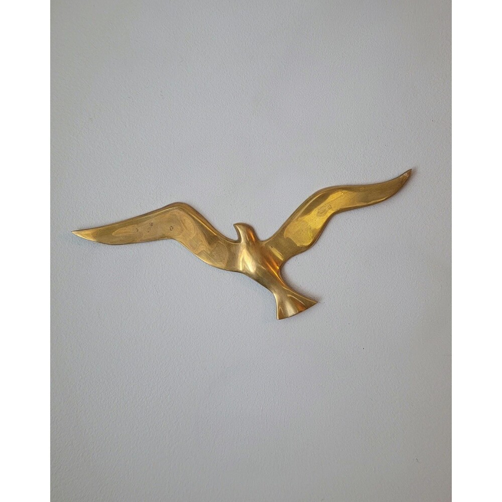 Vintage Brass Flying Seagull Gallery Wall Art Hanging 1970s - Picture 2 of 11